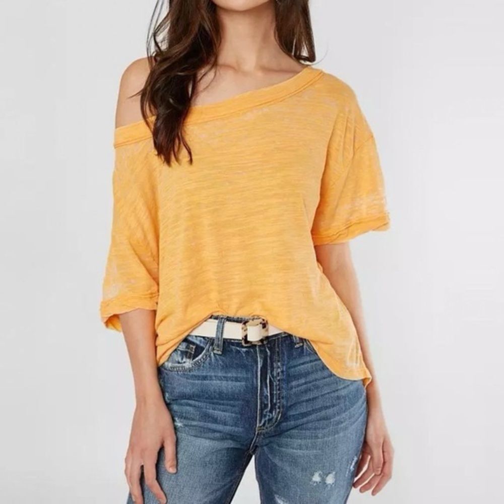NWOT Free People Viola Oversized Slub Knit Cut Out Back T-Shirt we the free